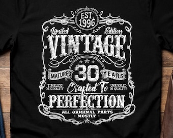 Vintage 30th Birthday Shirt 1996 Limited Edition Tee, Retro 30 Years Old Gift, Aged to Perfection Unisex T Shirt, 30th Birthday gift