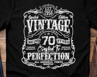 Vintage 70th Birthday Shirt 1956 Limited Edition Tee, Retro 70 Years Old Gift, Aged to Perfection Unisex T Shirt, 70th Birthday gift