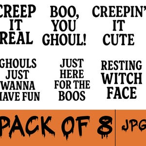 Funny Halloween Quotes Bundle: Spooky Clipart PNG JPG (Digital Download