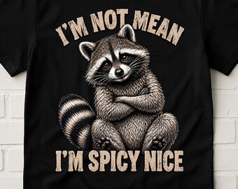 Camiseta engraçada de guaxinim, Camiseta "Não sou malvado, sou legal e picante", Camiseta sarcástica e fofa, Camiseta engraçada de animal, Camiseta atrevida, Ideia de presente com humor