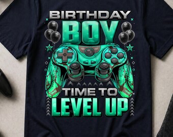Camiseta de cumpleaños para niño gamer, camiseta de cumpleaños "Level Up", camiseta de cumpleaños para gamers, camiseta para fiesta de videojuegos, conjunto de cumpleaños para niños