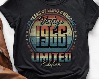 60 Years of Being Awesome, Vintage 60th Birthday Shirt, Vintage 1966 Shirt, 60th Birthday 1966 Shirt, 60th Birthday Gift For Him Her