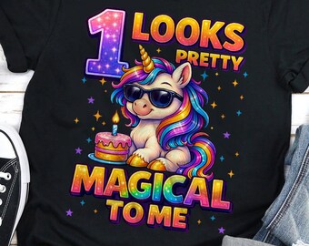 Camiseta para o 1º aniversário de menina, roupa de aniversário de unicórnio, camiseta para menina de 1 ano, camiseta de unicórnio fazendo dab, roupa para ensaio fotográfico de aniversário com bolo, camiseta fofa de aniversário