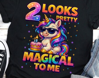 Camiseta para menina de 2 anos, roupa de aniversário de unicórnio, camiseta para menina de 2 anos, camiseta de unicórnio fazendo dab, roupa para ensaio fotográfico de aniversário com bolo, camiseta fofa de aniversário