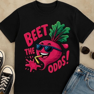 Funny Beetroot Cartoon PNG: Beet the Odds Sticker Design (Digital Download