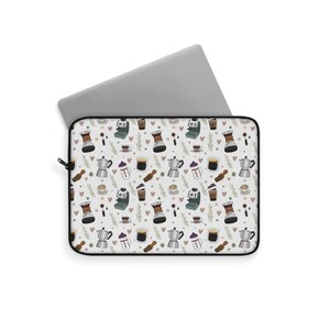 Coffee Lover Laptop Sleeve: Plush Fleece Interior, Durable Polyester