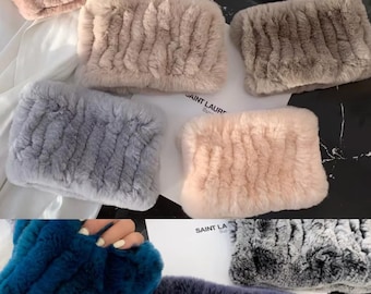 PLUSH WARM HAT IN TUSCAN BEIGE RABBIT FUR WITH FOX EARS 439585