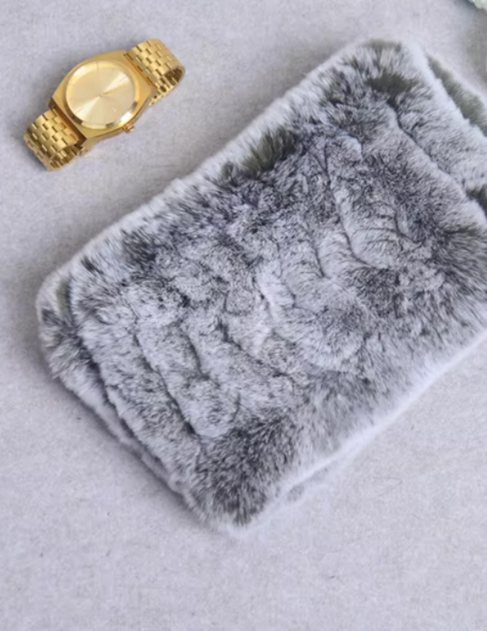 PLUSH WARM HAT IN WHITE RABBIT FUR WITH FOX EARS 439587