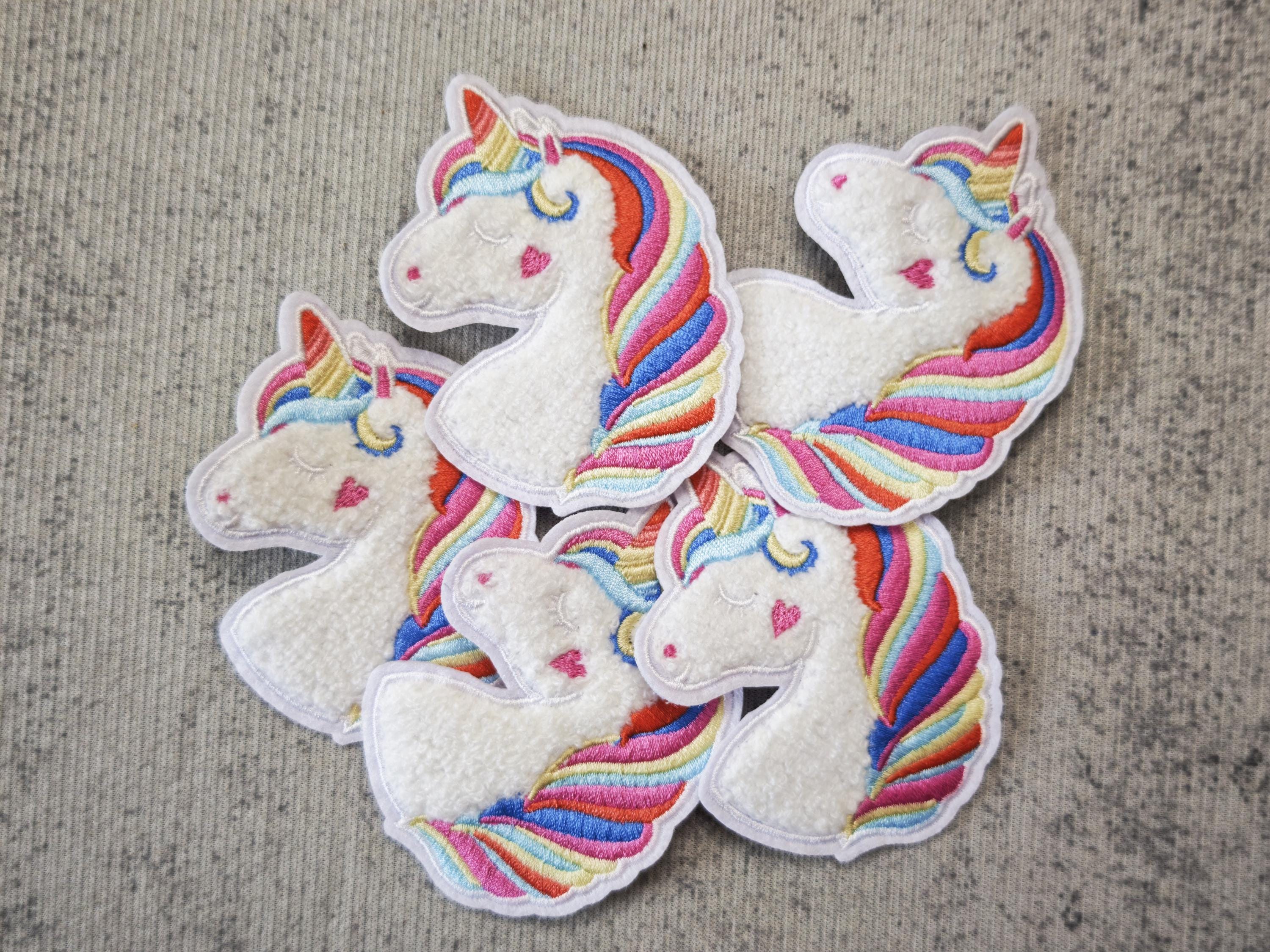 Sparkly Unicorn Chenille Patch, Iron-On Glitter Applique,  Embroidered Unicorn Patch for Hats, Jackets, Backpacks, DIY Kids Clothes