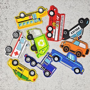 9-Piece Cute Car Embroidery Patch Set for Kids - Funny Cartoon Vehicle Embroidery Patches for DIY Jackets, Backpacks, Hats and Clothes