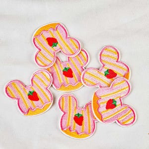 Cute Strawberry Mouse Patch – Pink Yellow Sew On Embroidered Patch for Clothes, Bags, DIY Crafts, Kawaii Sewing Applique