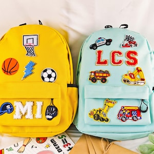 Personalized Boys Backpack, Custom Name Toddler Car Bag, Kids Backpack with Vehicle Patch, Back to School Gift, Car Themed Bag