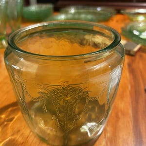 Depression Glass Cameo Green Cookie Jar without Lid