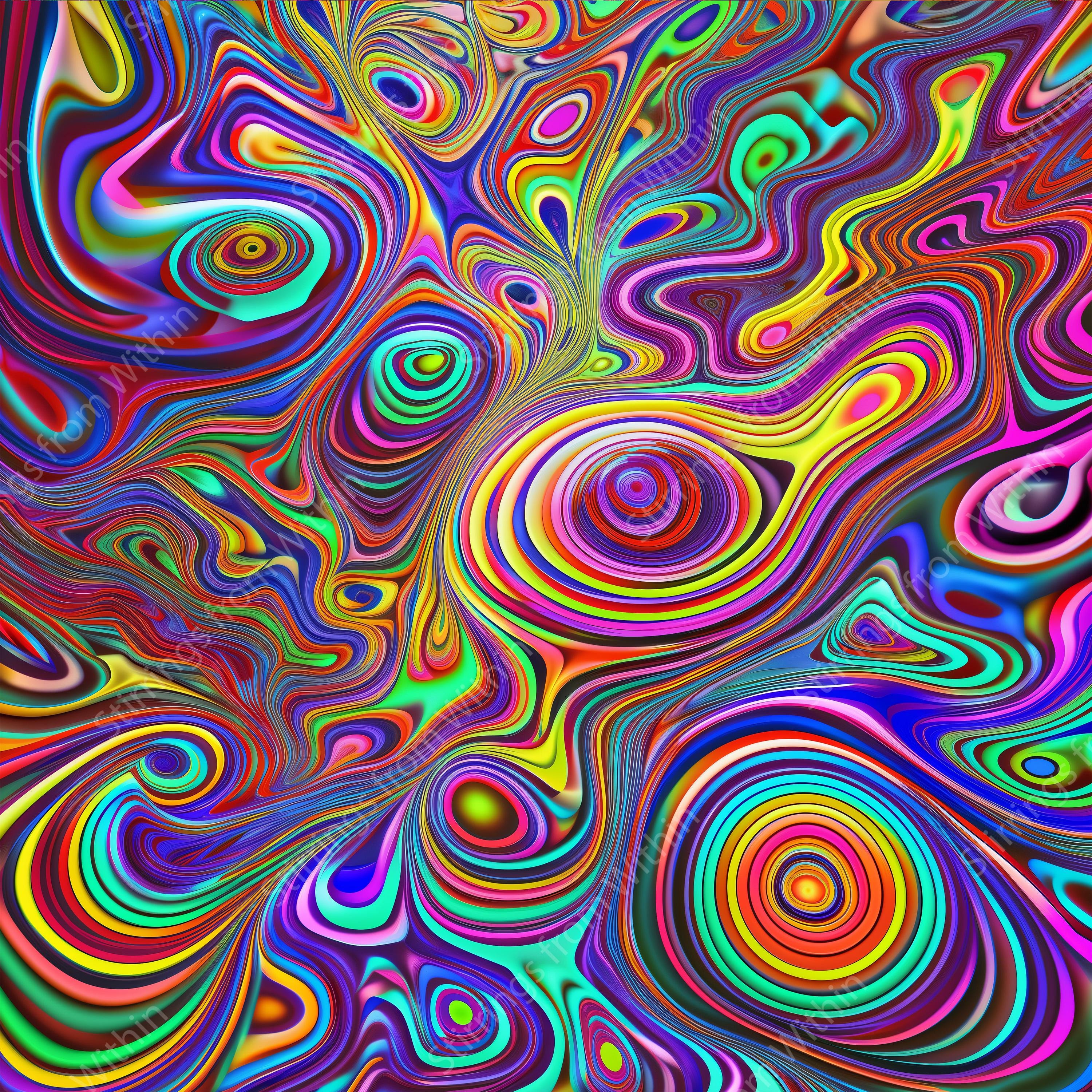 トリッピーな背景 4K パック、AI 生成のクリップアート オーバーレイ、抽象的でカラフルな iPhone/PC/デスクトップの壁紙、JPG  形式の高画質サイケデリック画像 - Etsy 日本, image size:3000x3000