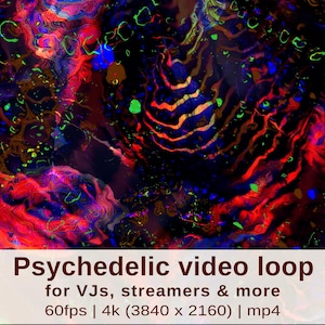 Psychedelic animated background stream, Live VJ loop footage UHD, Hq Vj visuals, Looping video BG animation, Twitch backdrop 4k, 16:9 mp4