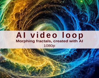 Video AI Generated loop 1080p, Animated looping AI video background, Fractal Art Animation HD, Psychedelic motion mp4, high quality & detail