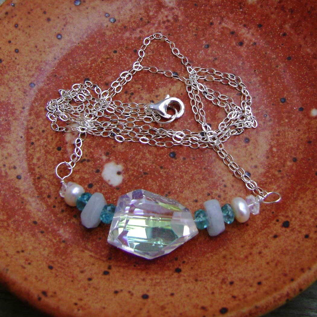 Collier Perles Aigue-marine Naturelle Du Brésil - Pépites Lisses 17,5cm, 84 Carats, Bijou Unique !
