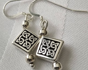 Sterling Silver Celtic Earrings, Women's Silver Celtic Jewelry, Celtic Silver Dangle Earrings, Lightweight Silver Earrings, Celtic Gift