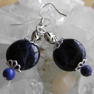Sodalite Stone Dangle Earrings , Deep Blue Gemstone Earrings, Gemstone Jewelry, Blue Sodalite Earrings, Gemstone Drop Earrings, Women Gift
