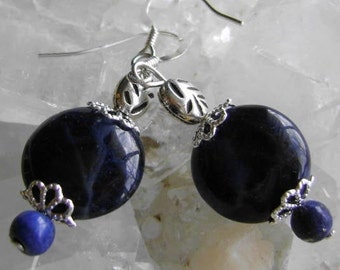 Sodalite Stone Dangle Earrings , Deep Blue Gemstone Earrings, Gemstone Jewelry, Blue Sodalite Earrings, Gemstone Drop Earrings, Women Gift