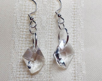 Austrian Crystal Drop Earrings, Crystal And Silver Earrings, Clear Crystal Elegant Earrings, Women's Austrian Crystal Jewelry, Crystal Gift