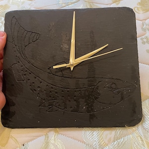 Engraved slate clock