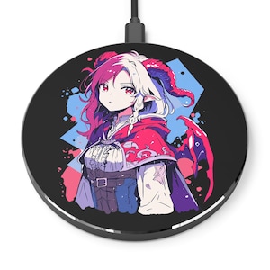 Cargador inalámbrico Princesa Demonio - Arte anime de fantasía oscura imagen 1