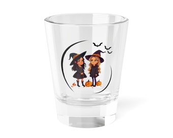 Cute Halloween Witch Girls Shot Glass, 1.5oz