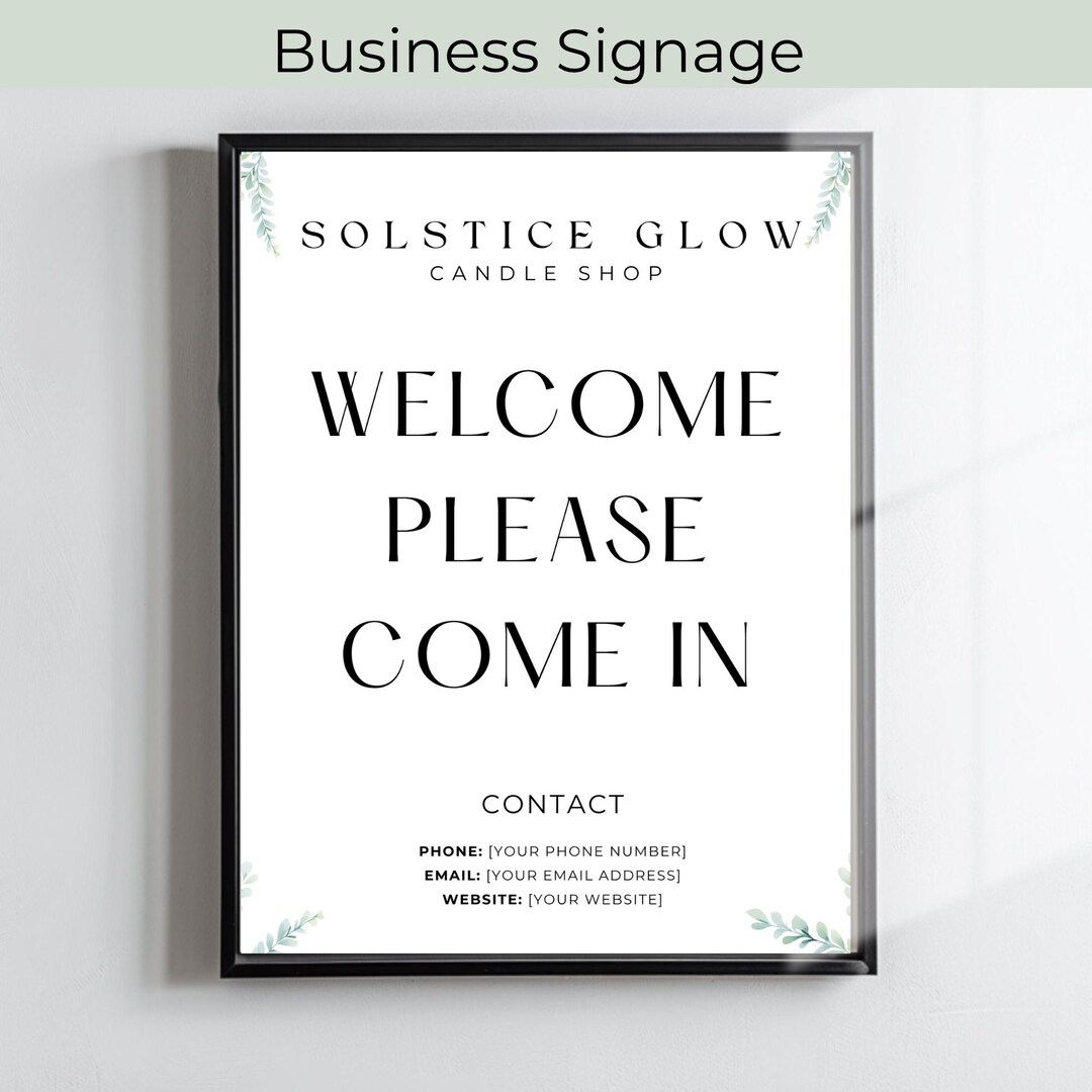 Business Welcome Sign| Printable Sign for Office or Small Business ...