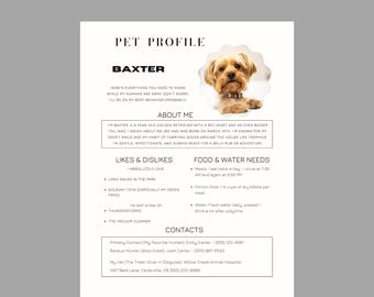Pet Sitter Form| Pet Sitter Template| Canva Template |Dog Information Template| Pet Sitter Instructions| Traveling With Pets Guide
