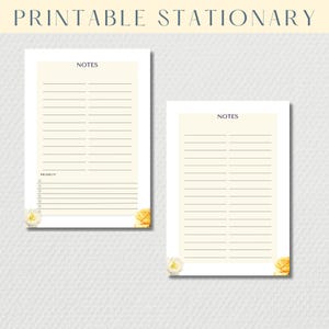 Printable Stationary Paper| Minimalist Writing Paper | Lined Unlined Paper | Elegant Writing Paper| Yellow Floral Print| Stationary Set