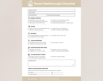 Tenant Walkthrough Checklist: Rental Property Inspection Form PDF| Online Business Planner