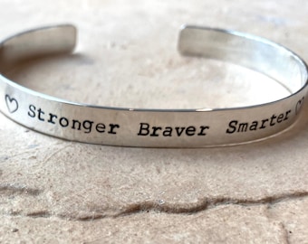 Sterling Silver Cuff Bracelet with Personalized Message or Affirmation