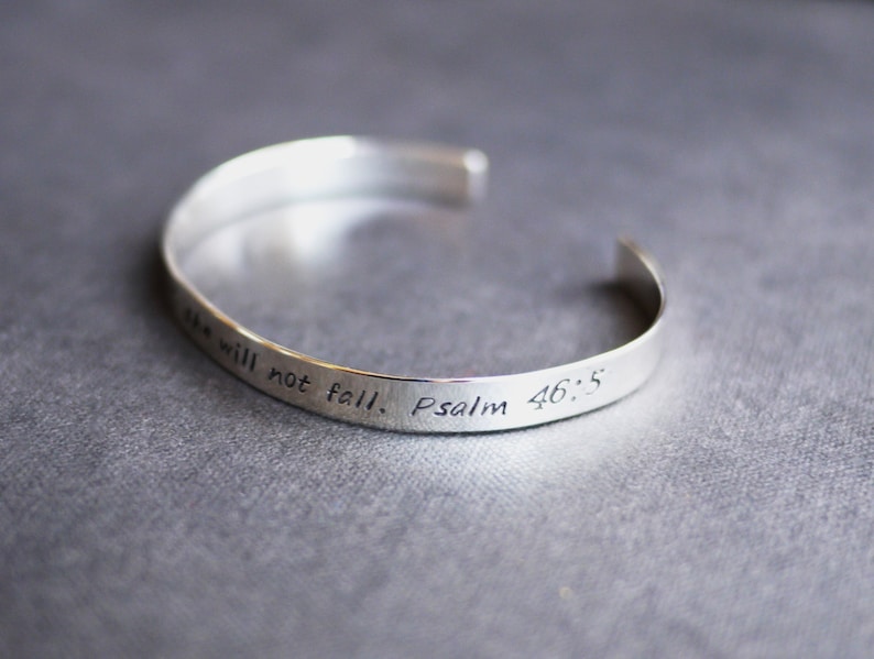 Sterling Silver Cuff Bracelet with Personalized Message or Affirmation Eucharisteo image 3
