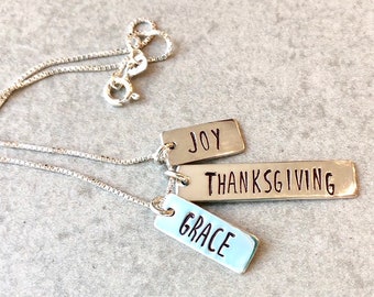 Eucharisteo Tag Necklace- Grace, Joy and Thanksgiving- Ready To Ship- Free Domestic Shipping