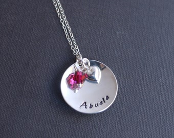 Abuela Charm Necklace with Swarovski Birthstone Crystals