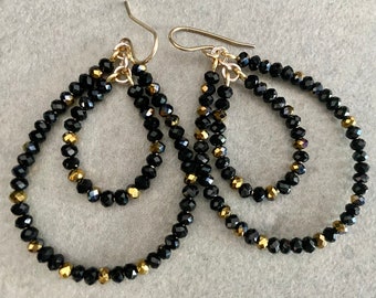 Crystal Earrings Teardrop Hoop Gold fill