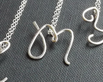 Sterling Silver Initial Necklace- Personalized jewelry -by I Heart This