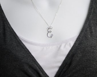 5  Bridesmaids Bridal Party Initial Necklaces Sterling Silver Custom Monogram Five - by I Heart This