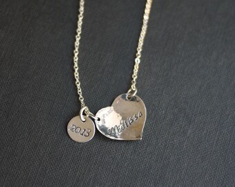 Graduation Heart Necklace, with YEAR Charm- Customized - I Heart This Jewelry