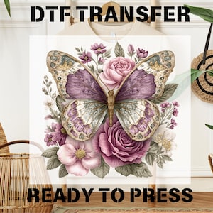 Transfert DTF Cottagecore Butterfly : transfert thermique floral rétro