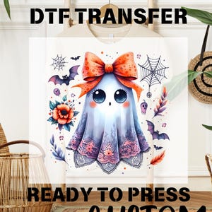 Lace Ghost Halloween DTF Transfers, Halloween Coquette Ready to Press, Spooky Season Dtf, Direct To Film, Halloween Witch, T-shirt Transfers