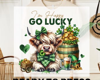 St. Patrick's Day Cow DTF Transfer, Lucky Irish Print, Ready to Press