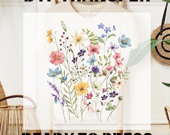 Wildflowers Dtf Transfers, Pressed Flowers Dtf Transfers, Wildflowers Ready To Press Dtf, DTF Gang Sheet, T-shirt Transfers, Direct to Film