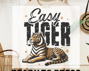 Retro Tiger DTF, Boho Easy Tiger DTF Transfer, Distressed Print, Boho Heat Press Design, T-shirt Transfer