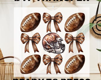 Transfert thermocollant Coquette Football Ready To Press, transfert rétro football DTF, design maman footballeuse, t-shirt jour de match, transfert pour t-shirt