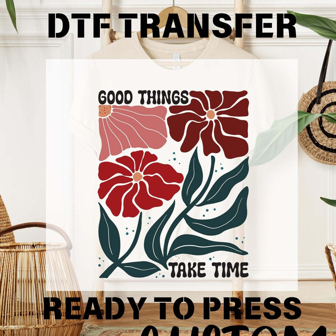 Boho Floral DTF Transfer, Retro Flower T-shirt Print, Ready to Press - Etsy