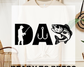 Dad Fishing DTF Print, Retro Fishing Dad DTF Transfer, Fish Lover Dad Ready to Press, Father's Day Gift, Fisherman Desing
