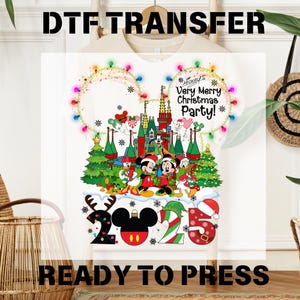 Disney Christmas 2025 Dtf Transfer, Very Merry Christmas Party Ready To Press, Disney Family Dtf, Mickey and Friends Heat Dtf,Disneyland Dtf