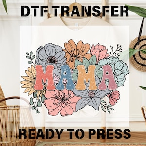Retro Mama Flower Dtf Transfer, Boho Floral Mama Ready To Press, Wildflowers Shirt Transfer, Dtf Gang Sheet, Bulk Dtf Transfer, Gift for Mom